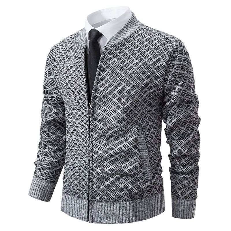 Men's Cardigan Modern Zip-Up Structured Stylish