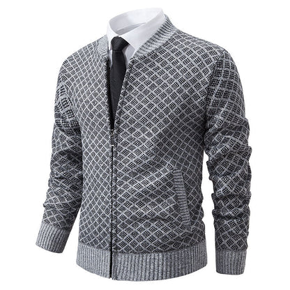 Men's Cardigan Modern Zip-Up Structured Stylish