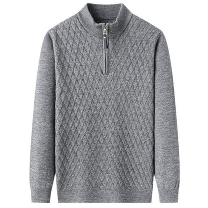 Men's Knitted Sweater Diamond Pattern Modern Zipper