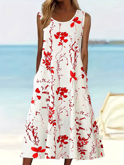 Sommerkleid Damen Blumenmuster Elegant Leicht - IdealeKleiden