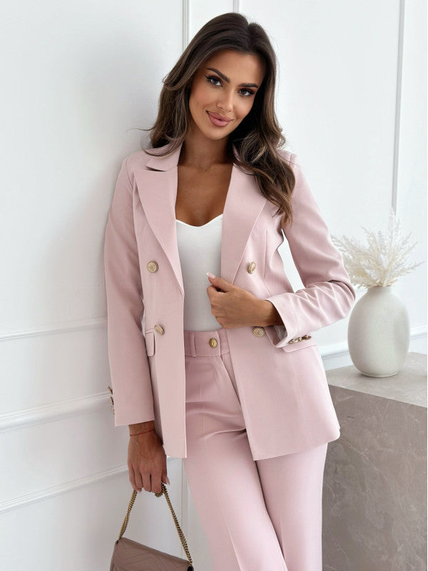 Elegant women's clothing Fitted silhouette Double-breasted button placket