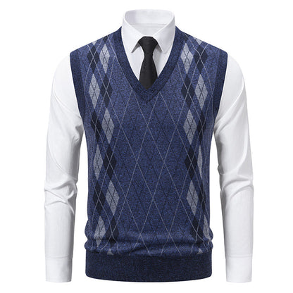 Men's Sleeveless Sweaters Argyle Pattern Elegant Design