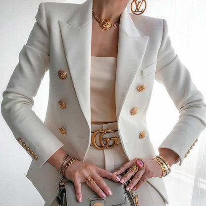 Women's Blazer Elegant Gold Buttons Business Suit