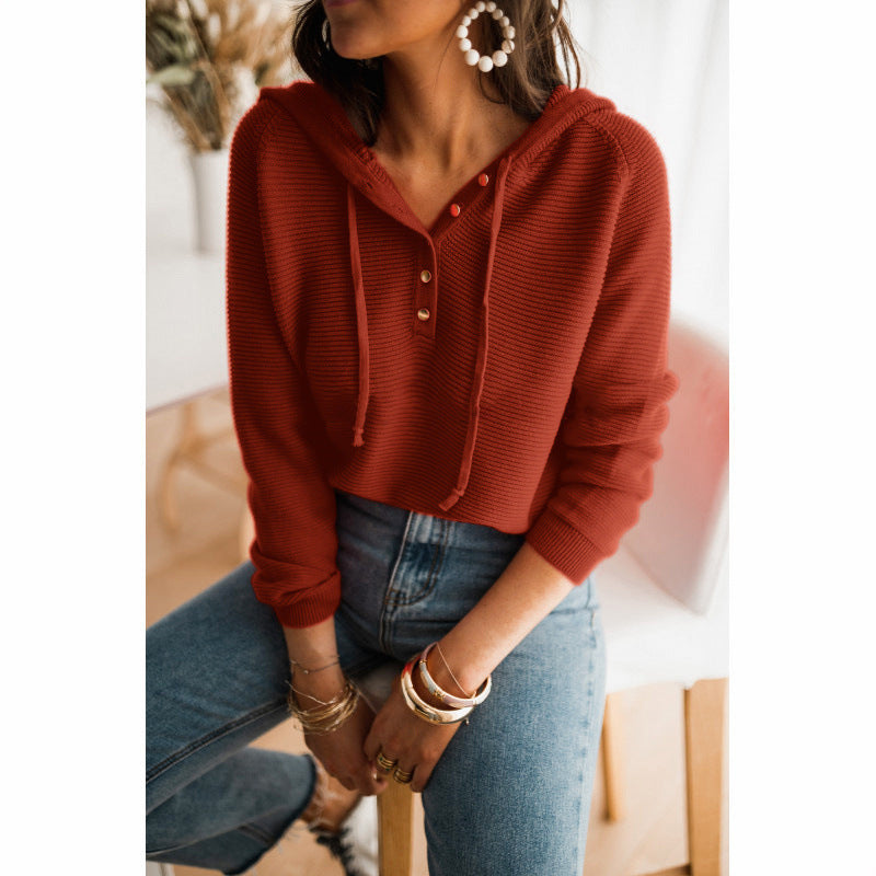 Women's Sweater Loose Fit Knit Look Buttons