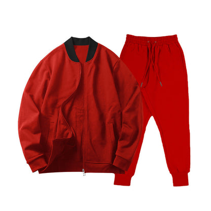 Men's Sporty Elastic Leisure Suit with Pockets