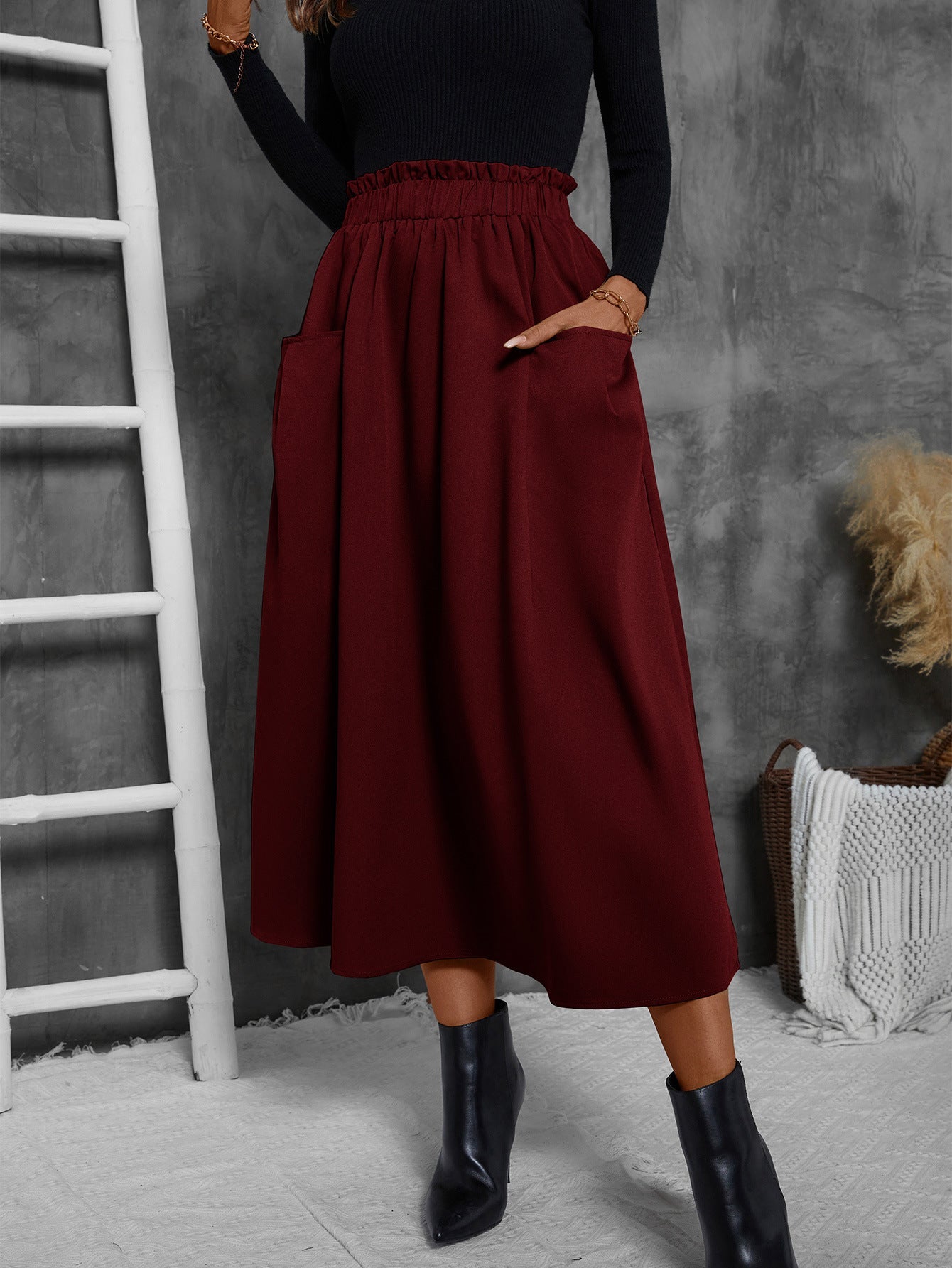 Women's Midi Skirt, Lightweight Summer Skirt with Pockets
