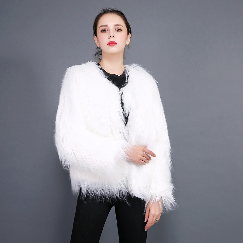 Women's Faux Fur Coat Soft Long-Sleeved Elegant