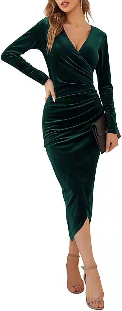 Women's Wrap Dress Elegant V-Neck Figure-Hugging