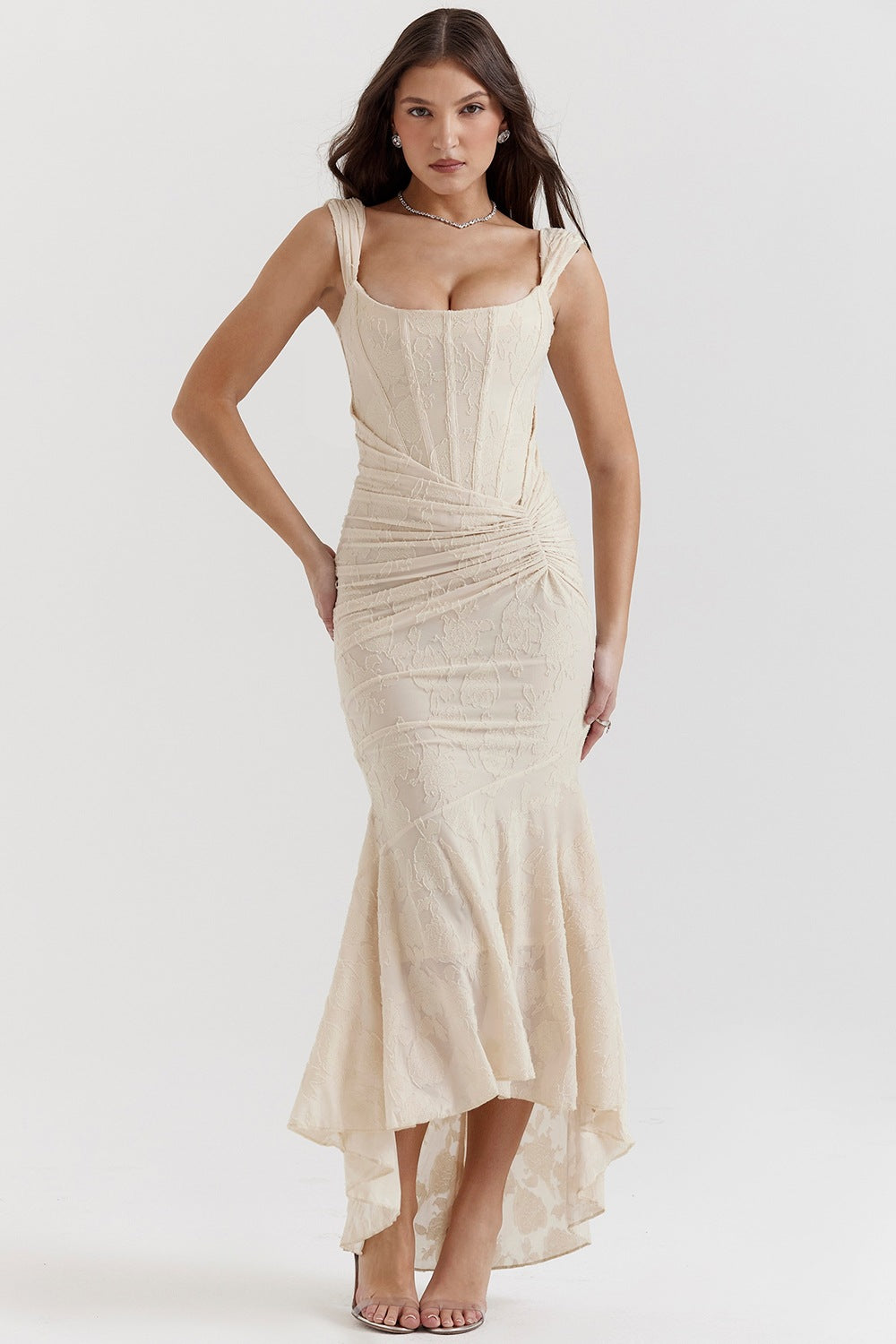 Women's Lace Evening Dress Asymmetrical Elegant Design