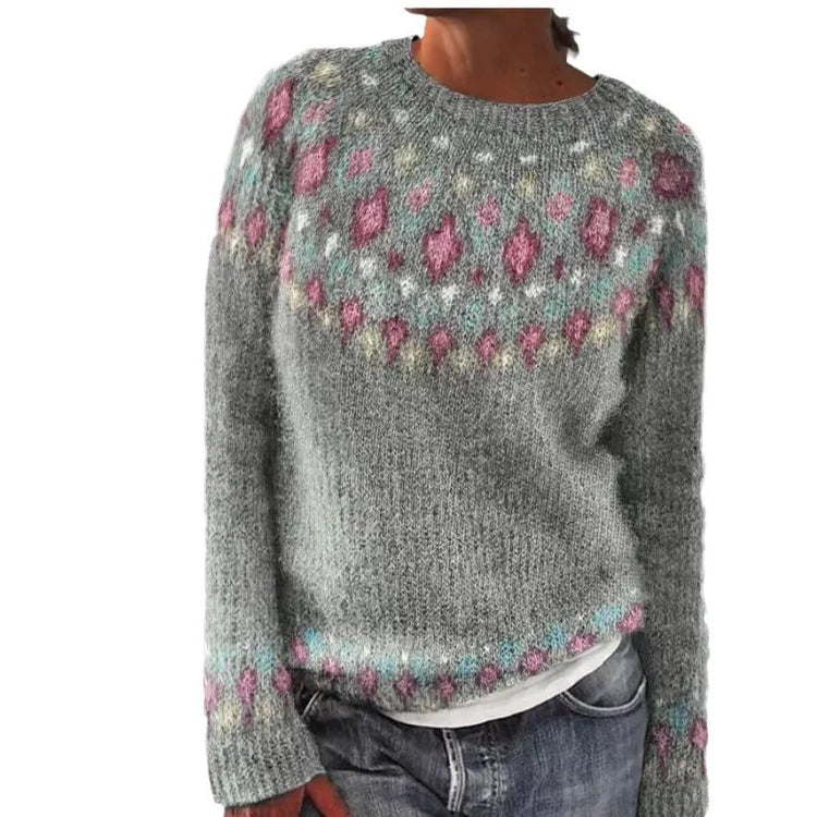 Ava - Trendy Geometric Design Sweater