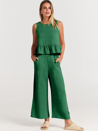 Women's Two-Piece Set Elegant Ruffle Detail