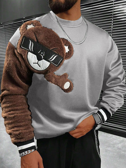 Men's Sweater Bear Appliqué Soft Plush