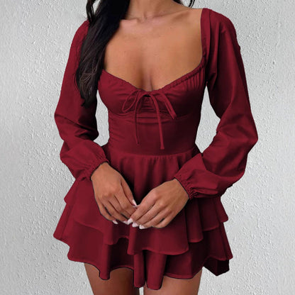 Women's Mini Dress Ruffled Neckline Chic Summer Dress
