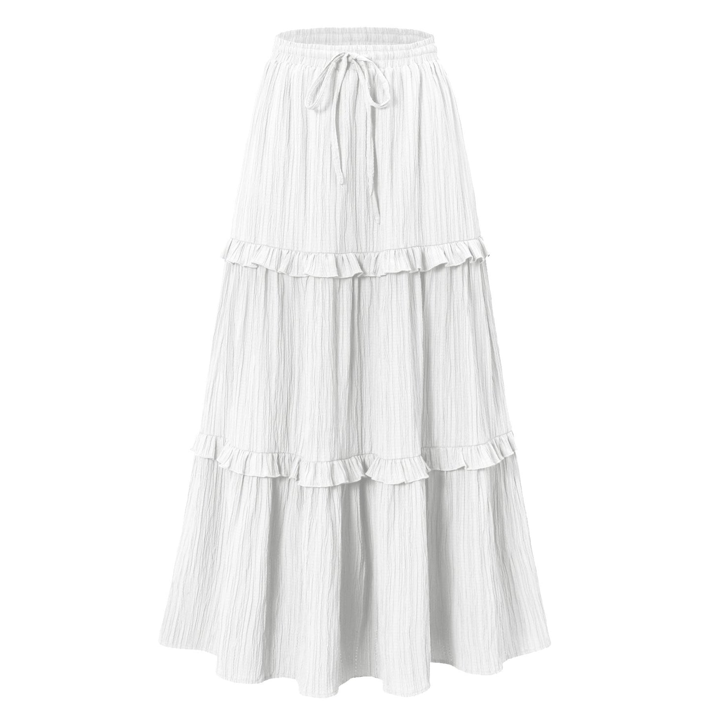 Women's Long Skirt with Ruffles and Elastic Waistband Elegant