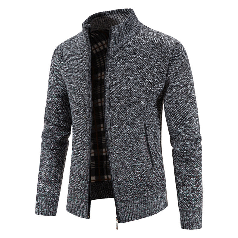 Herren Strickjacke Modern Stehkragen Noppen Optik