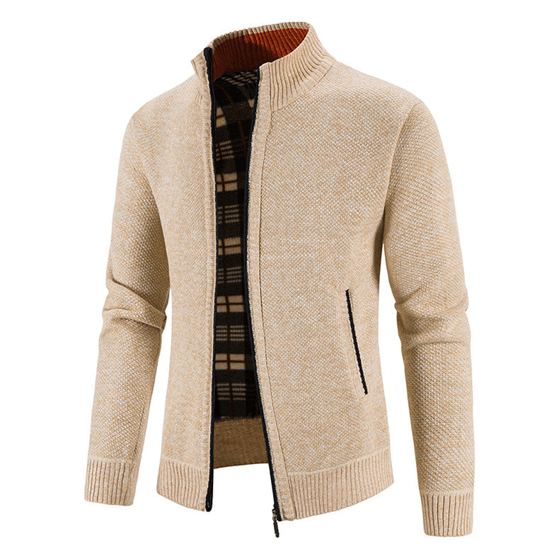 Herren Strickjacke Modern Stehkragen Noppen Optik