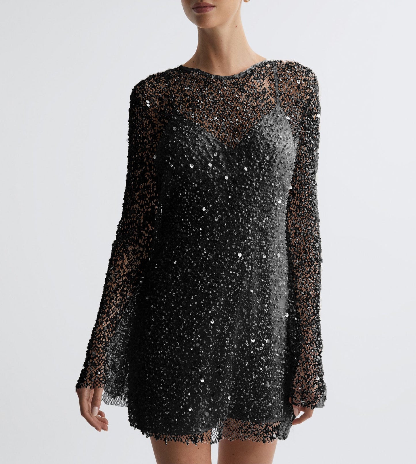 Sparkling Sequin Long-Sleeved Evening Dress for Women