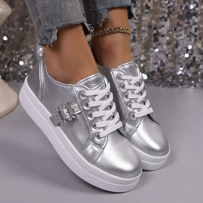 Women's Platform Glitter Crystal Design Shoes
