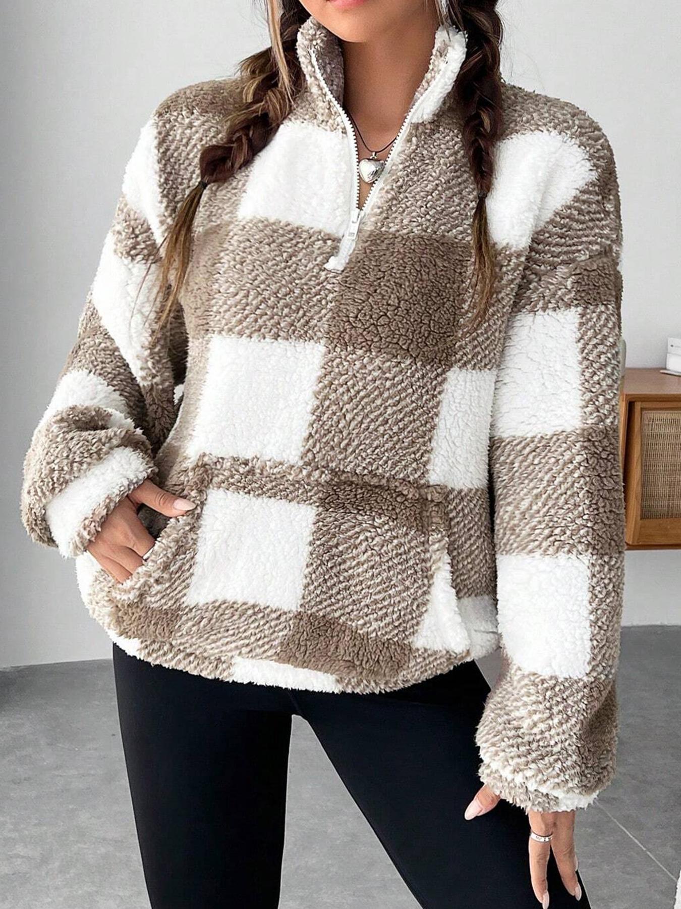 Women's Warm Fleece Jacket with Zipper and Pockets
