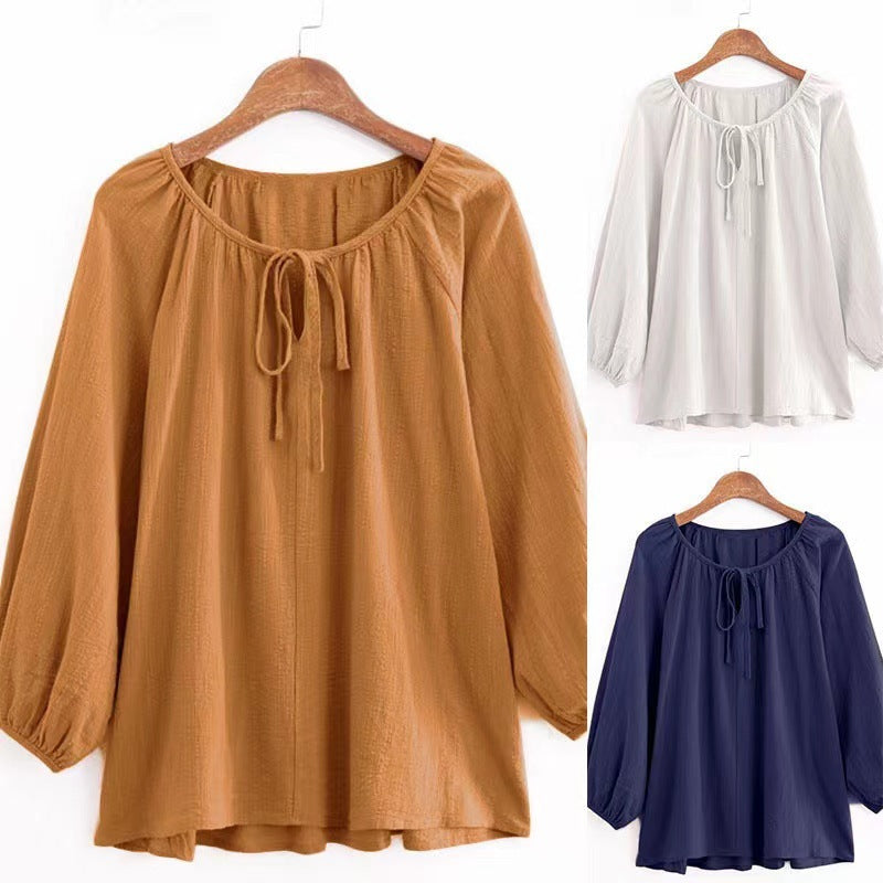 Damen Bluse Elegantes Design Rundhals - IdealeKleiden