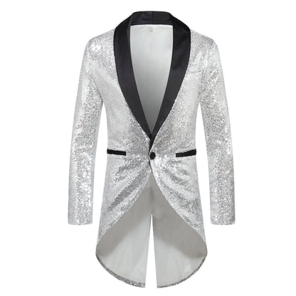 Men's Suit Blazer Glitter Effect Elegant Shawl Lapel