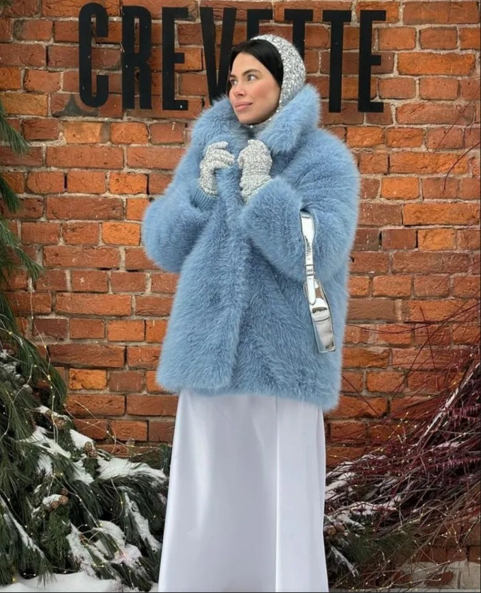 Women's Faux Fur Jacket Modern Voluminous Sleeves