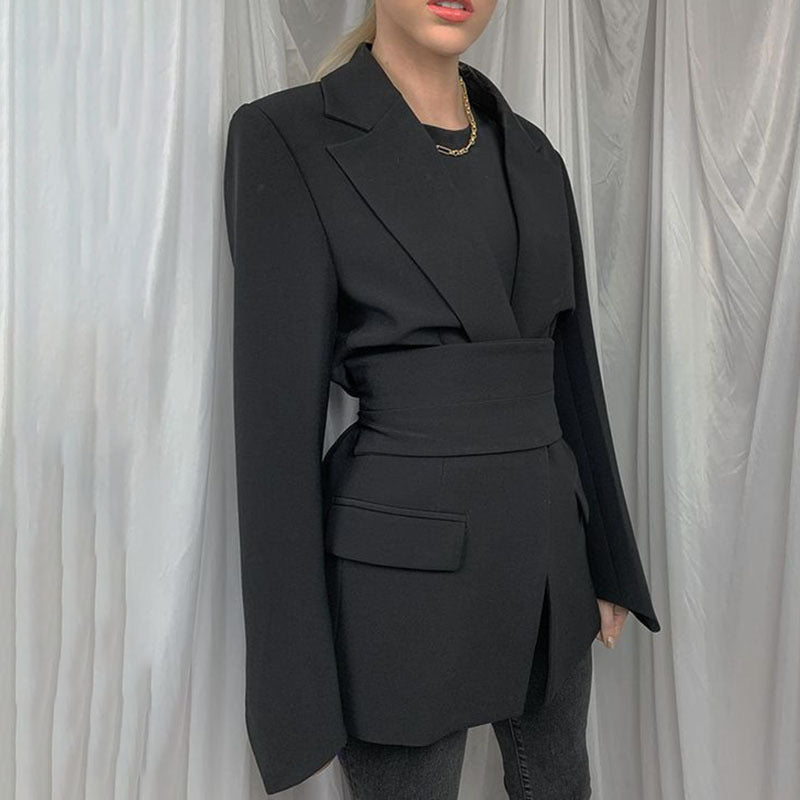 Women's Long Elegant Blazer Cut with Pockets