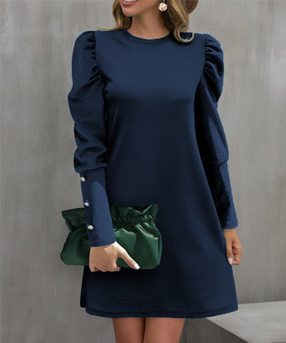 Women's Mini Dress Round Neck Elegant Puff Sleeve Dress