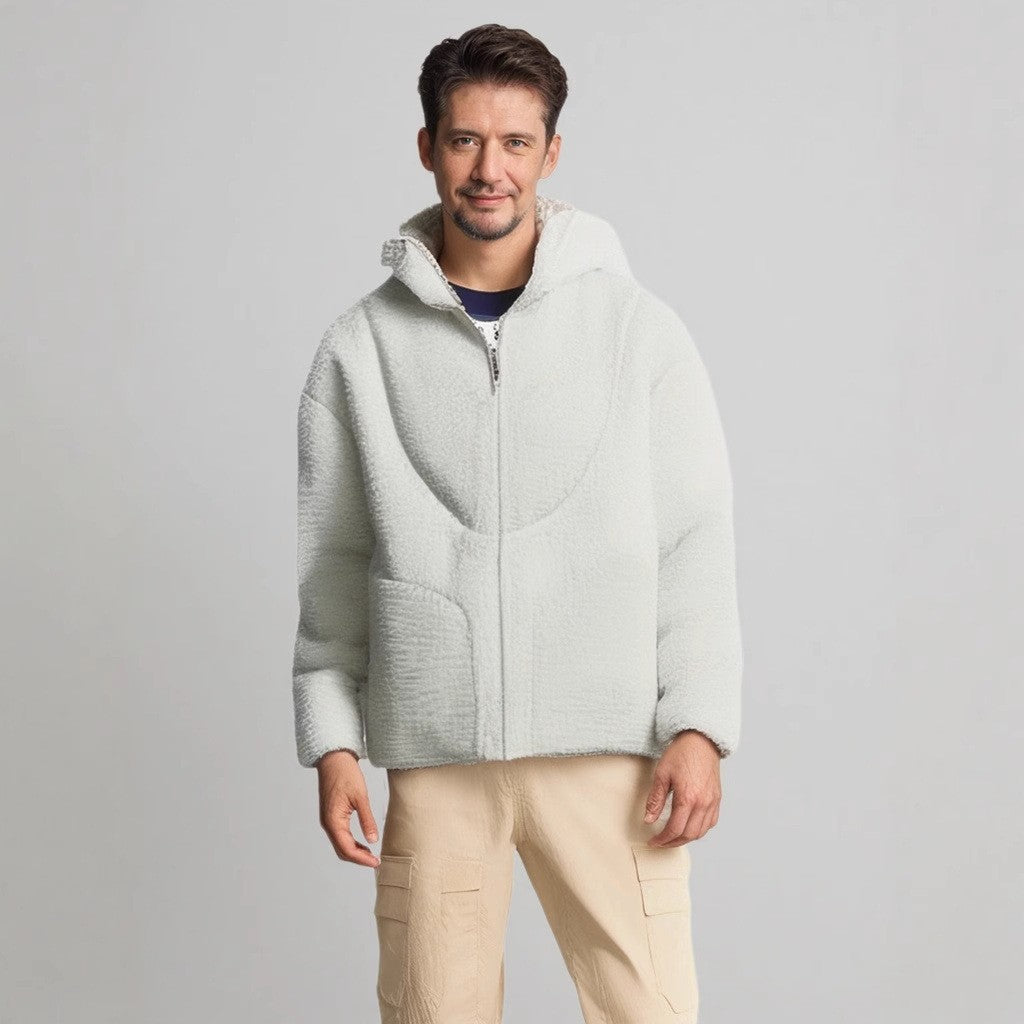 Men's Teddy Jacket Comfortable Contrast Stitching Winter Jacket