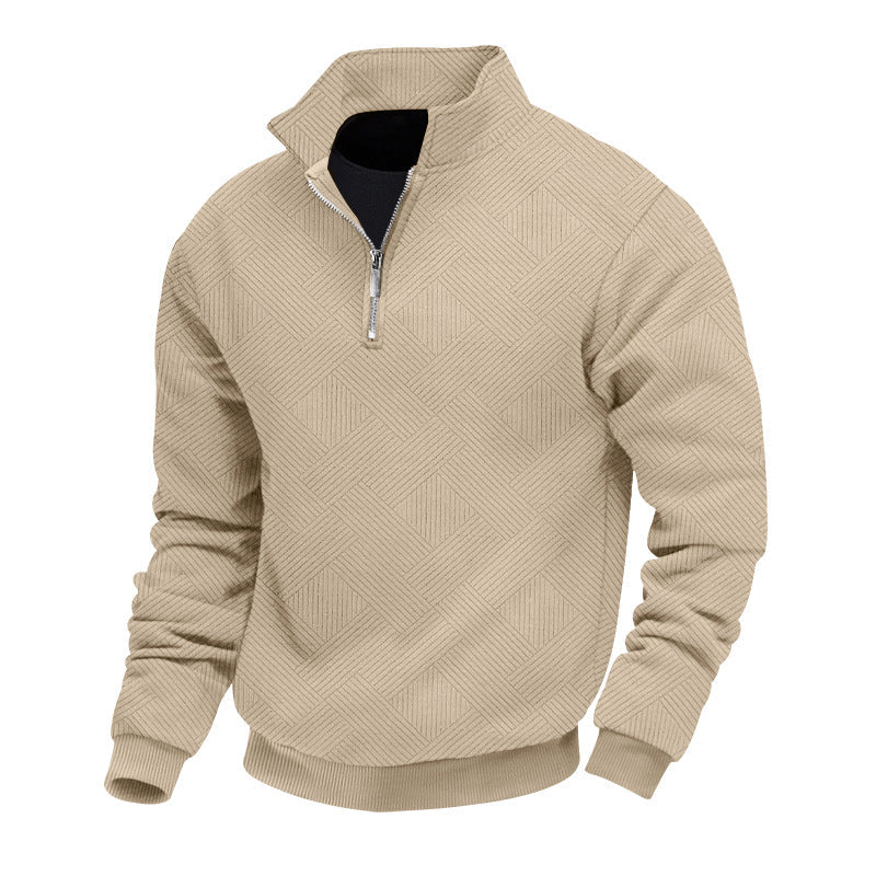 Men's Stand-Up Collar Knit Sweater Modern Zipper