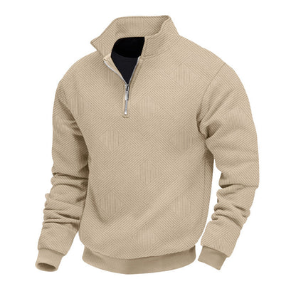 Men's Stand-Up Collar Knit Sweater Modern Zipper