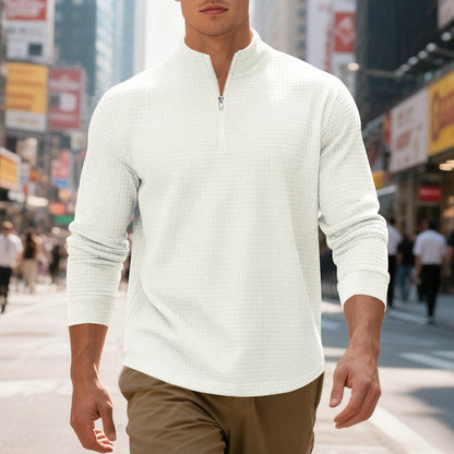 Herren Sportpullover Strukturiert Modern Halb Reißverschluss