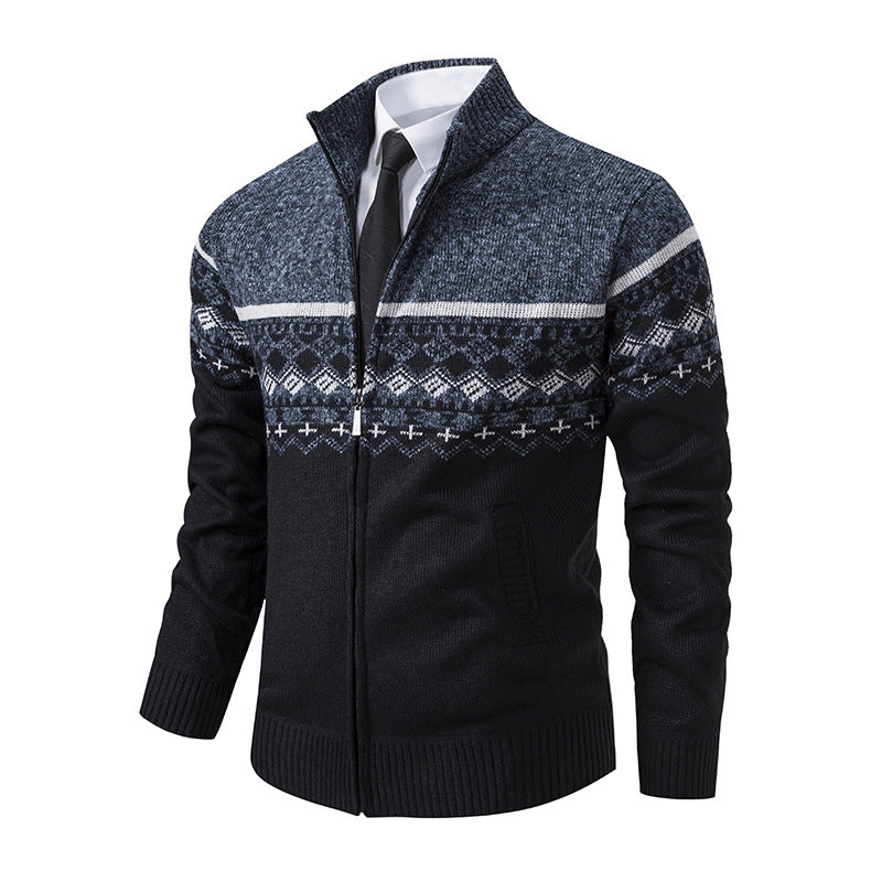 Herren Strickjacke Modern Hochkragen Design - IdealeKleiden