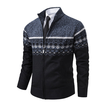 Herren Strickjacke Modern Hochkragen Design - IdealeKleiden