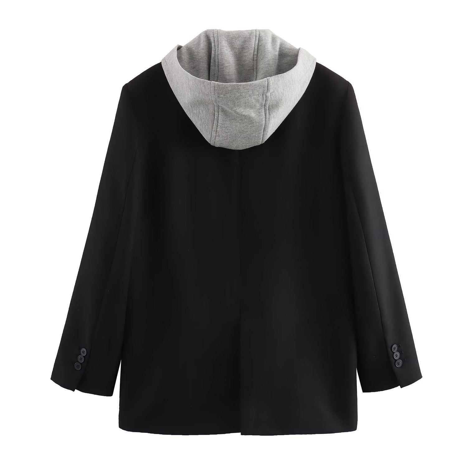 Eleganter Damenblazer Kapuze Abnehmbar Modern - IdealeKleiden