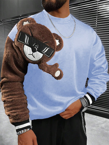 Men's Sweater Bear Appliqué Soft Plush
