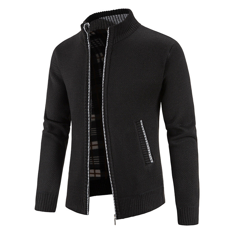 Herren Strickjacke Modern Stehkragen Noppen Optik