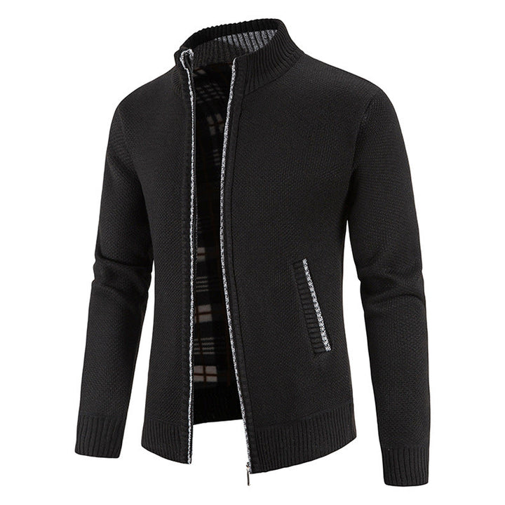 Herren Strickjacke Modern Stehkragen Noppen Optik
