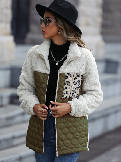 Women's Fleece Jacket with Animal Print Trendy