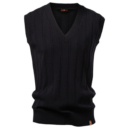 Men's Knitted Vest Sleeveless V-Neck Cable Knit Elegance