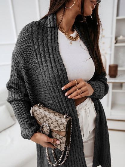 Long-Sleeve Cardigan Woolly Loose Laced