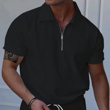Men's Short-Sleeve Polo Shirt with Textured Look