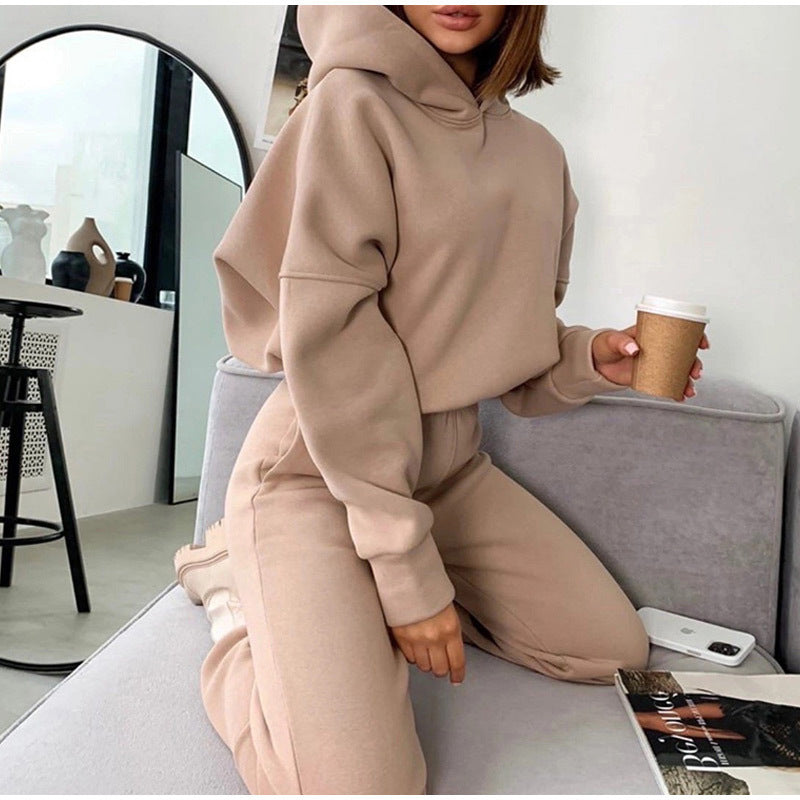 Damen Jogginganzug Set Kapuze Elastisch Bequem - IdealeKleiden
