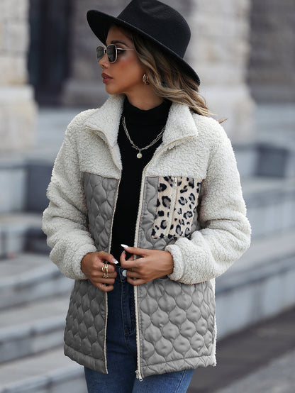 Women's Fleece Jacket with Animal Print Trendy
