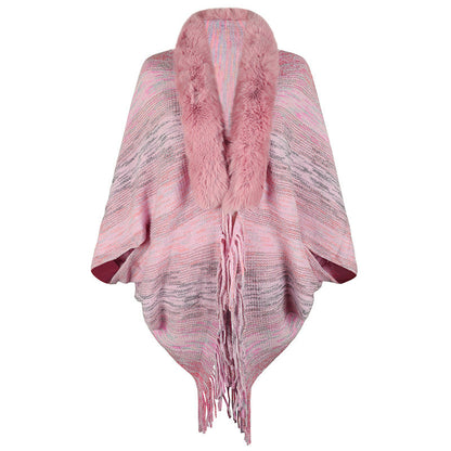 Women's Poncho Elegant Faux Fur Collar Women's Coat