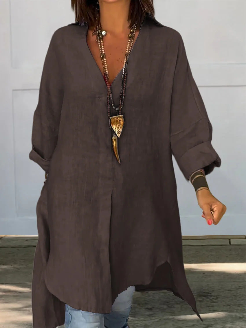 Women's Linen Tunic Elegant Asymmetrical Cut