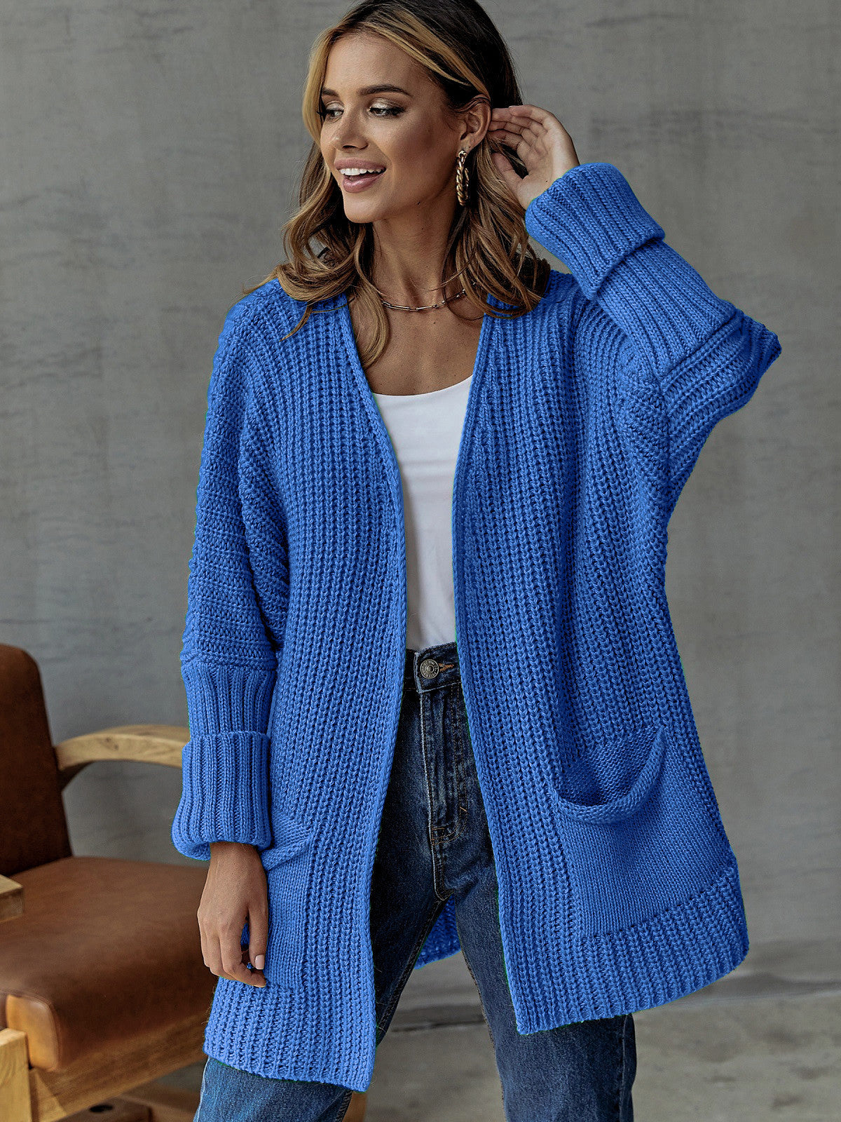 Women's Plus Size Ribbed Knit Cardigan Practical