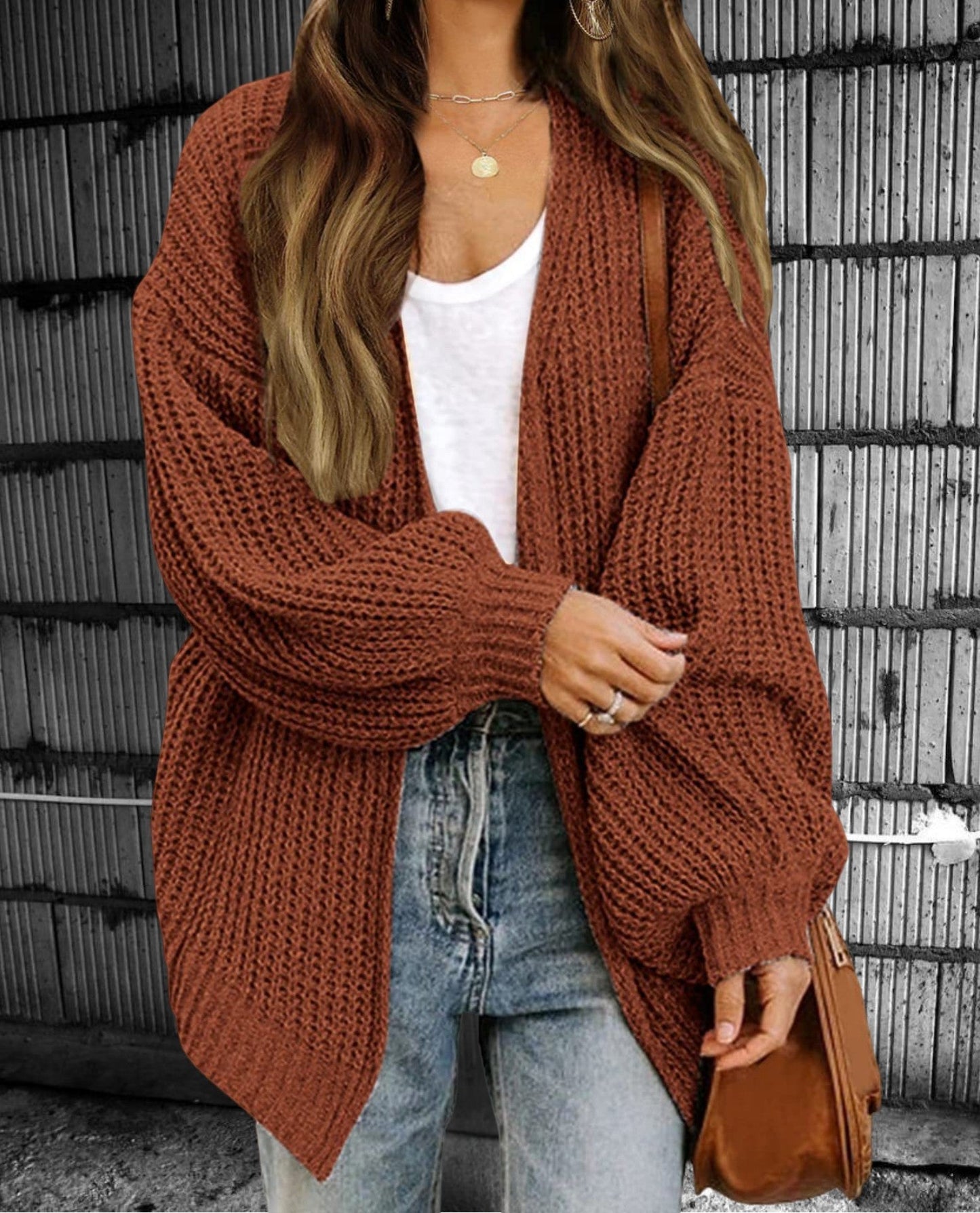 Cardigan Oversized Open Front Chunky Knit