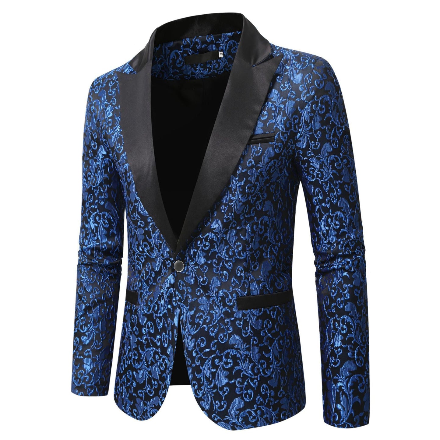 Men's Velvet Blazer Elegant Pattern Black