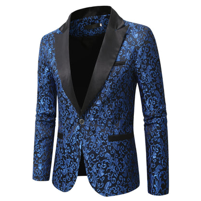 Men's Velvet Blazer Elegant Pattern Black